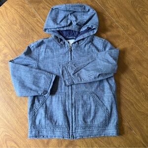 Janie & Jack Children Chambray Zip Up Cotton Hooded Boys Toddler Jacket Size 6